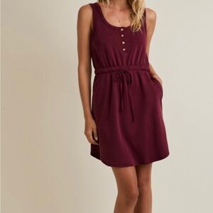 Sleeveless Wine Dress with Side Pockets.